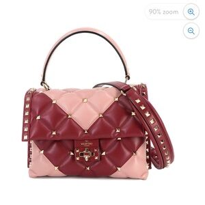 Valentino Garavani Candy Studs 2way Hand Shoulder Bag Leather Pink Red